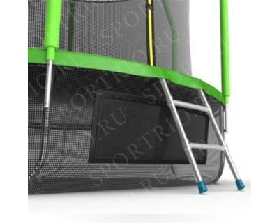 Батут EVO JUMP с внешней сеткой и лестницей, диаметр 12ft (зеленый) + нижняя сеть